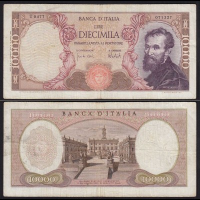 Italien - Italy 10000 10.000 Lire Banknote 1973 F(4) Pick 97f Michelangelo