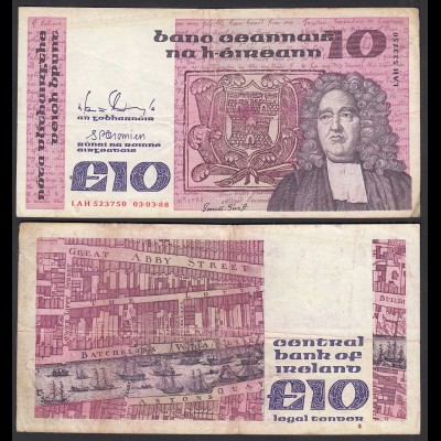 IRLAND - IRELAND 10 POUND Banknote 1988 Pick 72c F (4) (24947