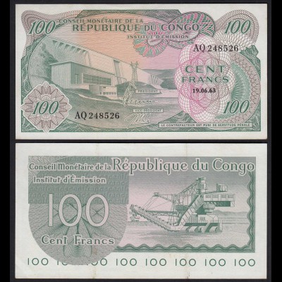 Kongo - Congo 100 Francs 19.06.1963 Pick 1a gutes VF (3) (25304