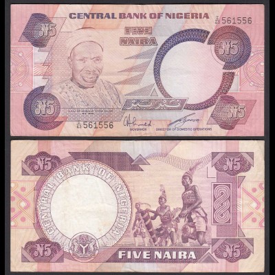 Nigeria 5 Naira Banknote Pick 24a sig.6 VF (3) (25508