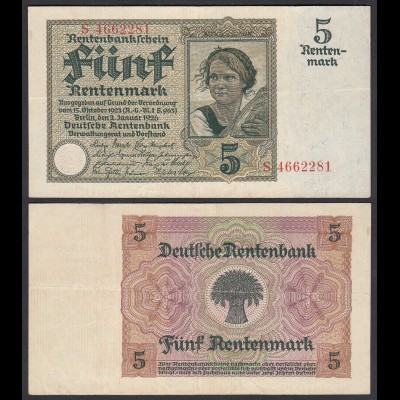 Germany 5 Rentenmark 1926 Pick 169 XF XRAR (25552