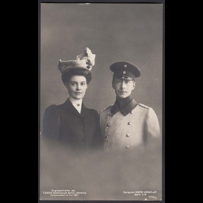 AK Foto 1905 Kronprinz Wilhelm mit Braut Adel Monarchie (25915
