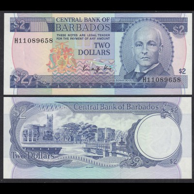 Barbados 2 Dollar Banknote 1986 Pick 36a UNC (1) (26711