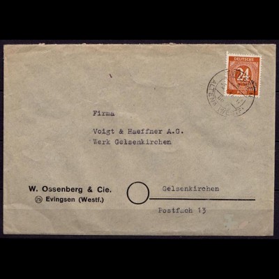 EVINGSEN üben ALTENA 1947 Bedarfsbrief EF 24 Pfg.Mi.925 n.Gelsenkirchen (6913