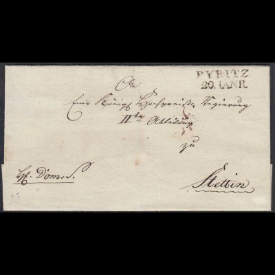 PYRITZ L2 ca. 1817 (Pyrzyce) Umschlag nach STETTIN (27346