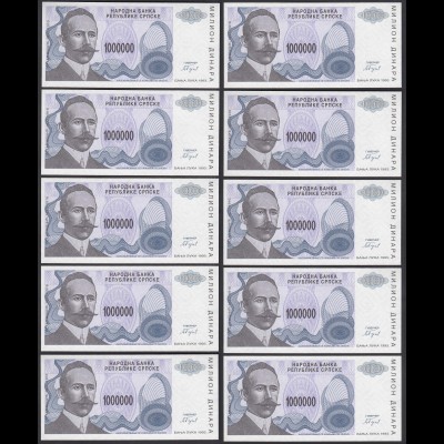 BOSNIA - HERZEGOVINA 10 Stück á 1 Millionen Dinara 1993 Pick 152a UNC (1) (89168