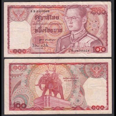 Thailand - Siam 100 Bath ND (1978) Rama IX. sign 60 Pick 89 VF/F (4/3) (27547