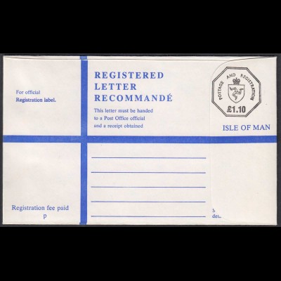 GB - UK - ISLE OF MAN IOM - REGISTERED LETTER £ 1.10 unused (65107