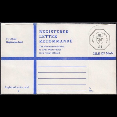 GB - UK - ISLE OF MAN IOM - REGISTERED LETTER £ 1 unused (65108
