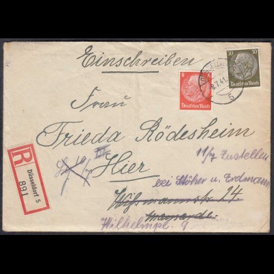 DEUTSCHES REICH 1941 R.Orts-Brief Düsseldorf mit Inhalt (65162