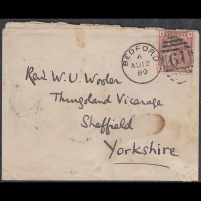 Grossbritannien - Great Britain UK Umschlag 1880 BEDFORD-SHEFFIELD 1 P. (65333