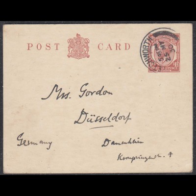 Great Britain UK Postal Stationery Postcard Threehalf P. Letchworth 1930 (65356