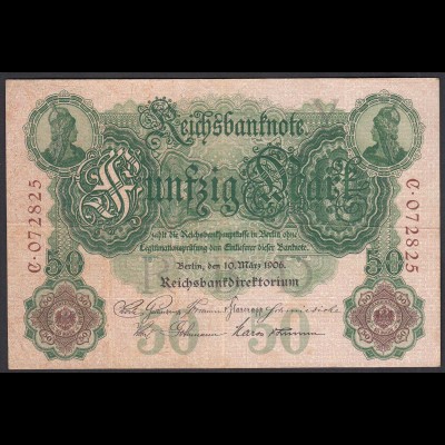 Reichsbanknote 50 Mark 1906 Ro 25a Pick 26 Y/C /ca. VF (3) (28301