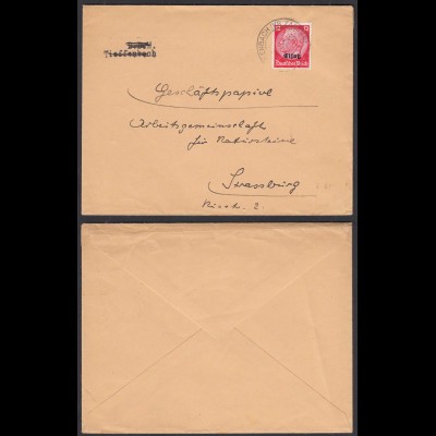 Deutsche Besetzung 2.WK Elsass Brief v.Tiefenbach 1940 mit 12 Pfg. Mi.7 EF