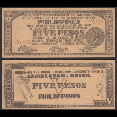 Philippines 5 Centavos 1942 WWII Emergency Note nice condition (28819