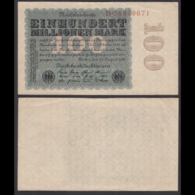Ro 106b - 100 Millionen Mark Banknote 1923 Serie B VF (3) (29713