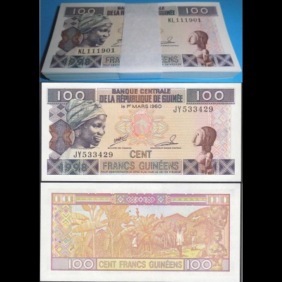 Guinea - Guinee 100 Francs "1998" Pick 35a UNC Bundle á 100 Stück Dealer Lot 