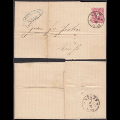 Brief Deichmann & Co Coeln 1876 Rechnung an Josten in Neuss (29863