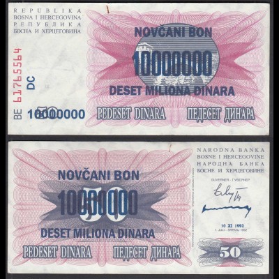 BOSNIEN - HERZEGOWINA - 10-Million Dinara 10.11.1993 Pick 36 VF (3) (29910