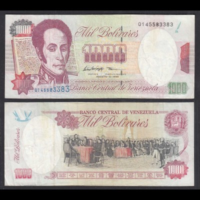Venezuela 1000 Bolivares Banknote 6.08.1998 Pick 76d VF (3) (27798