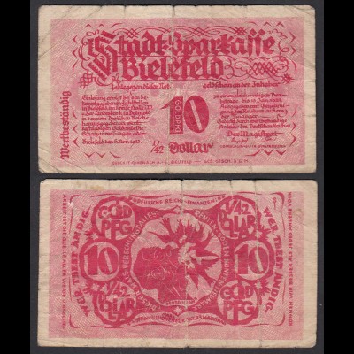 Westfalen - Bielefeld 10 Pfennig 1/42 Gold Dollar 1924 (30059