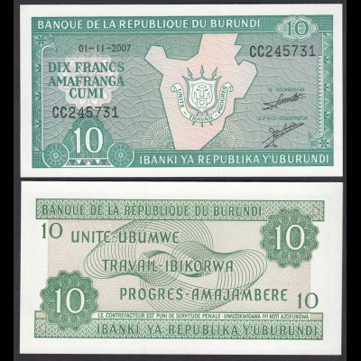 Burundi 10 Francs 01-11-2007 PICK 33e UNC (1) (30174