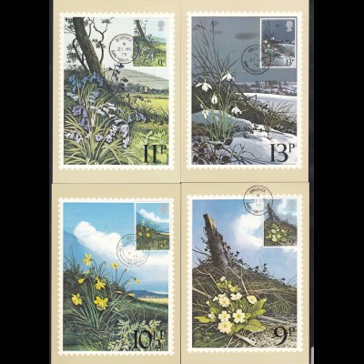 Maximumkarten GROSSBRITANNIEN 1979 SATZ Mi. 785-88 Blumen Flowers (30276