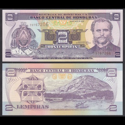 Honduras 2 Lempira Banknoten 2006 Pick 80 Ae UNC (1) (30636