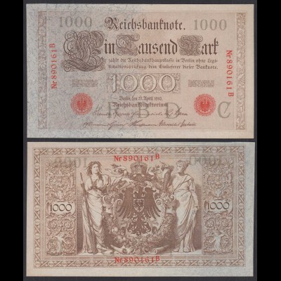 Ro 45a 1000 Mark Reichsbanknote 21.4.1910 UNC (1) Pick 44a Udr C Serie B 6-st.