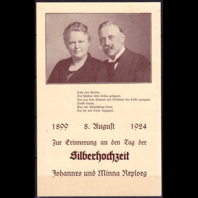 AK 1899 8.August 1924 zur Erinnerung Silberhochzeit Johannes + Minna Reploeg