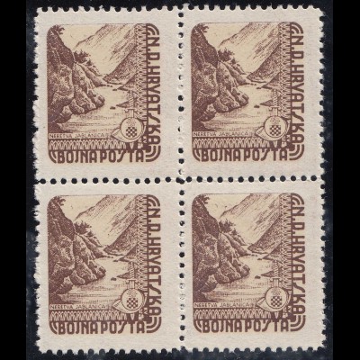 KROATIEN - CROATIA 1945 Feldpost Militärmarke Mi.Nr. 2 postfr. 4er Block MNH