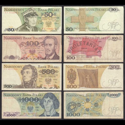 Polen - Poland - 50,100,500,1000 Zlotych Banknoten 1982-88 siehe Fotos (31204