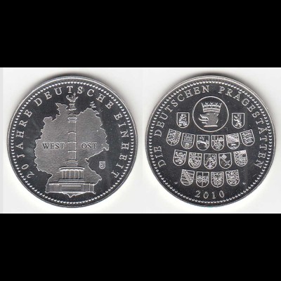 Medaille 20 Jahre Deutsche Einheit RS Deutsche Prägestätten Ø 32 mm Gew 10,5 g