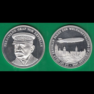 Medaille ca.39 mm ca.24 Gramm LZ 127 Weltausstellung Chicago Graf von Zeppelin