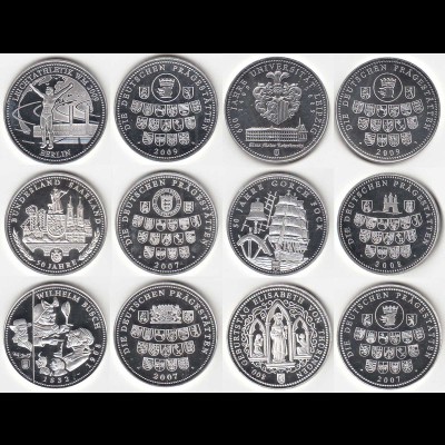 6 Stück seltene Motiv-Medaillen UNC jeweils ca. Ø 32 mm Gew 10,5 g (31321