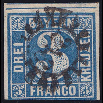 Bayern 3 Kreuzer Quadrat Marke Michel Nr. 2 gestempelt (10013