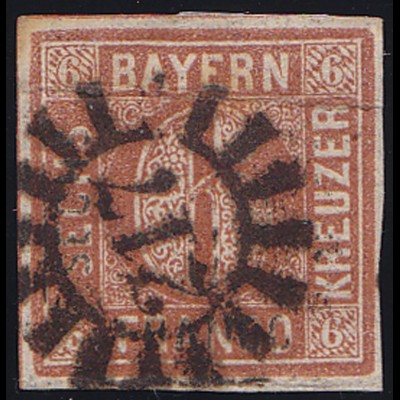 Bayern 6 Kreuzer Quadrat Marke Michel Nr. 4 gestempelt (10026