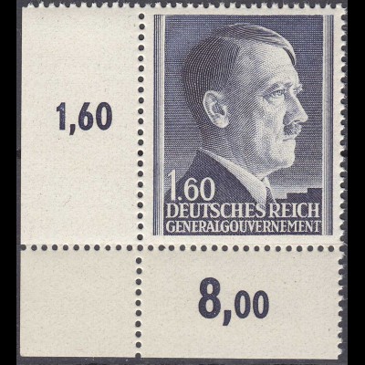 1942 GENERALGOUVERNEMENT - POLAND OCCUPATION 1,60 Zl. Mi. 88 ER ** MNH (70439
