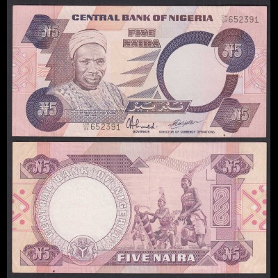NIGERIA - 5 NAIRA Banknote PICK 24d 1984 XF (2) sig. 9 (32104