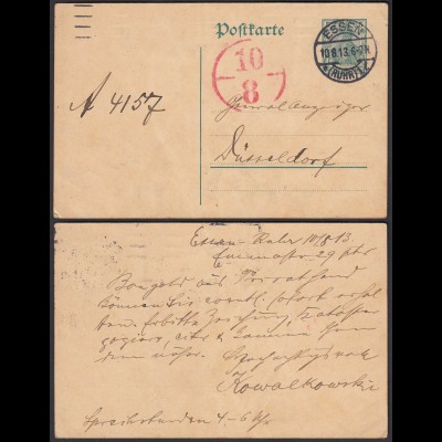 1913 Essen Ruhr DR Postkarte nach Düsseldorf (26057