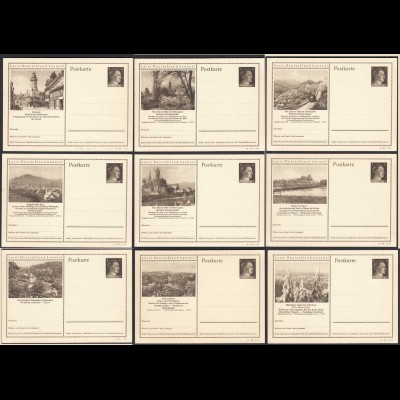 Deutsches-Reich Ganzsachen-Lot Bildpostkarten P304 set 9 Stück ungebraucht