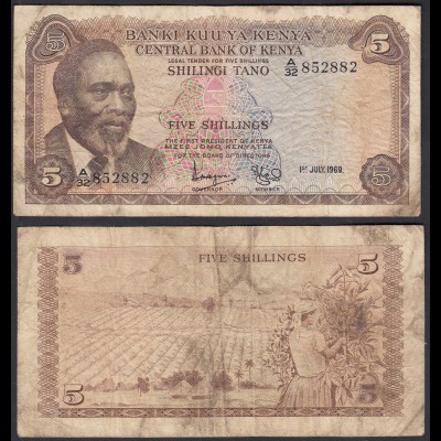 KENIA - KENYA 5 Shillings Banknote 1969 Pick 6a VG (5) (32042