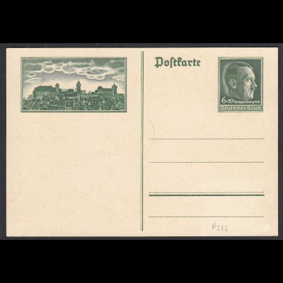 Deutsches Reich 1938 Ganzsache P272 Sonderpostkarte zum Reichsparteitag (32137