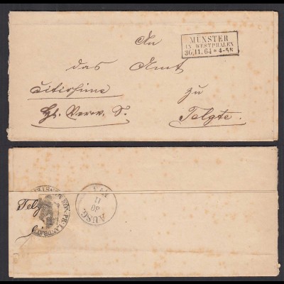 Preussen - Münster Westfalen Altbrief-Brief mit Inhalt 1864 nach Telgte (32520