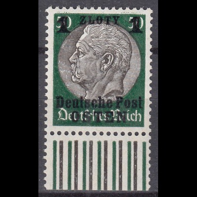 Generalgouvernement 1939 Mi.12 postfrisch MNH 1 Zl. auf 50 Pfg. (70568