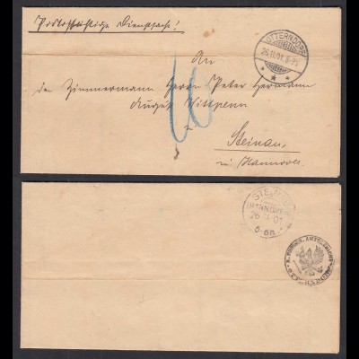 1901 Portopflichtige Dienstsache Otterndorf nach Steinau mit Inhalt (32495