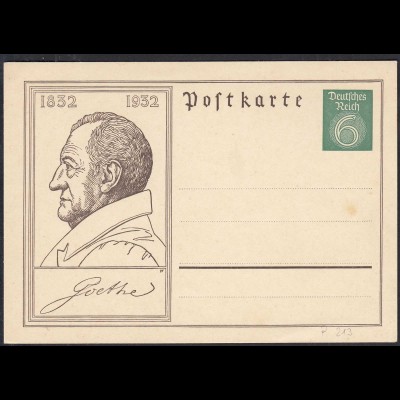 DEUTSCHES REICH 6 Pfennig Ganzsache P 213 ungebr.1932 Goethe (32705