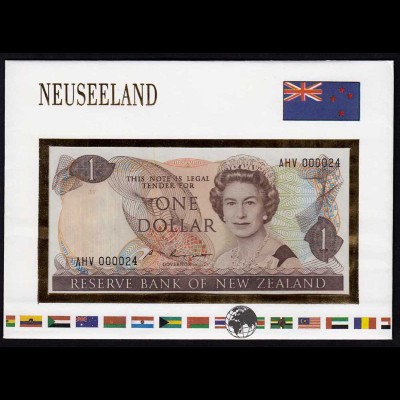 Neuseeland - New Zealand 1 Dollar 1981-92 im Banknotenbrief UNC Pick 169b