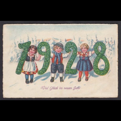 AK Neujahr Neues Jahr Kinder 1928 (16723