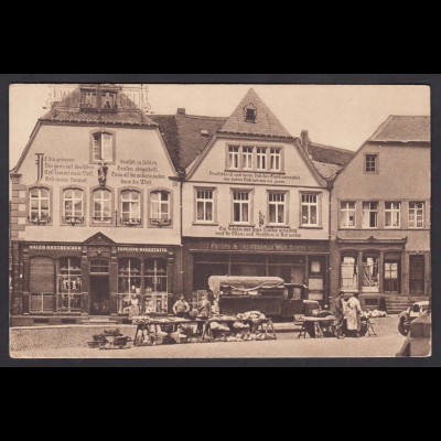 AK St. Wendel Häuser mit Bekenntnis Sprüchen am Markt (16755
